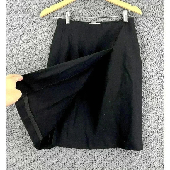 VTG Talbots Black Lined Pencil Wrap Skirt Sz 8 100% Wool Women's - Picture 4 of 9